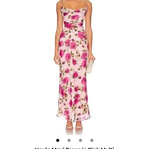 REVOLVE Pink Floral Midi Dress